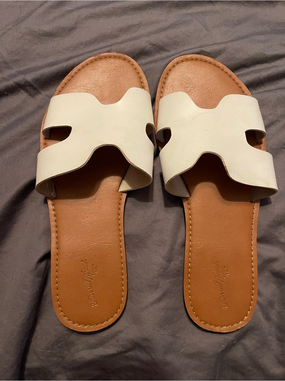 White Slide Sandals for Women